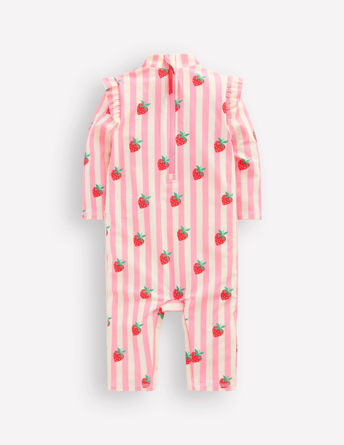 Boden Baby Girls Sun Safe Surfsuit-Pink Strawberry Stripe