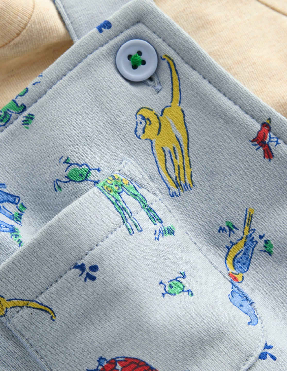 Boden Baby Jersey Short Dungaree Set-Blue Multi Jungle Animals