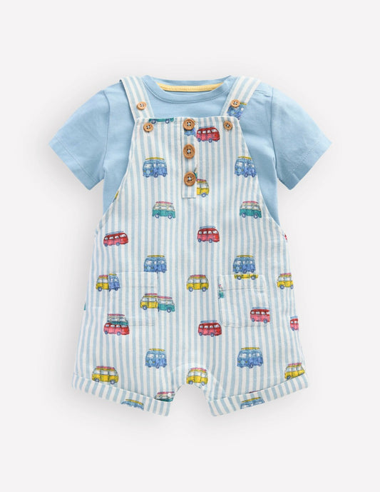 Boden Baby Short Woven Overalls Set-Silver Lake Blue Camper Vans
