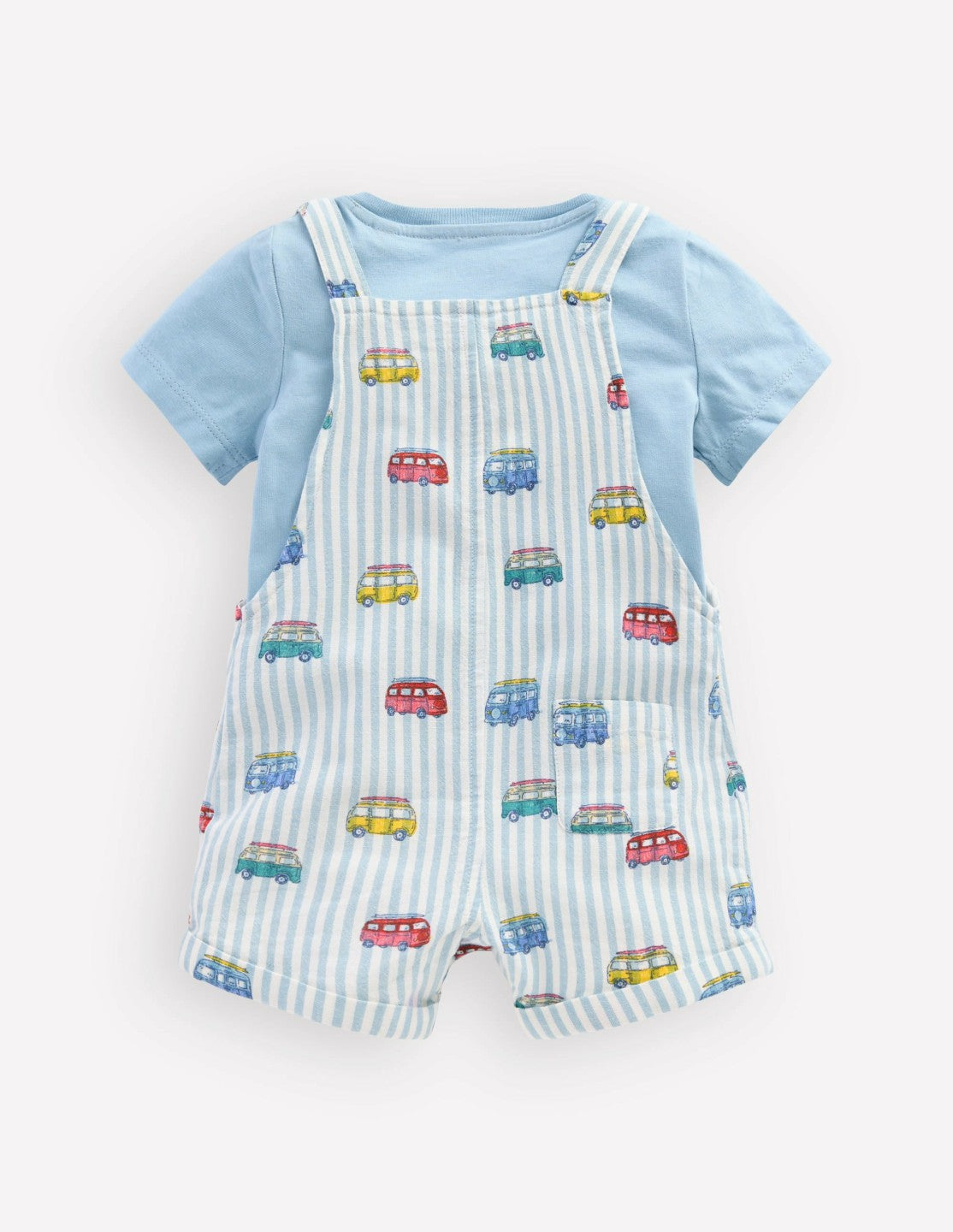 Boden Baby Short Woven Overalls Set-Silver Lake Blue Camper Vans