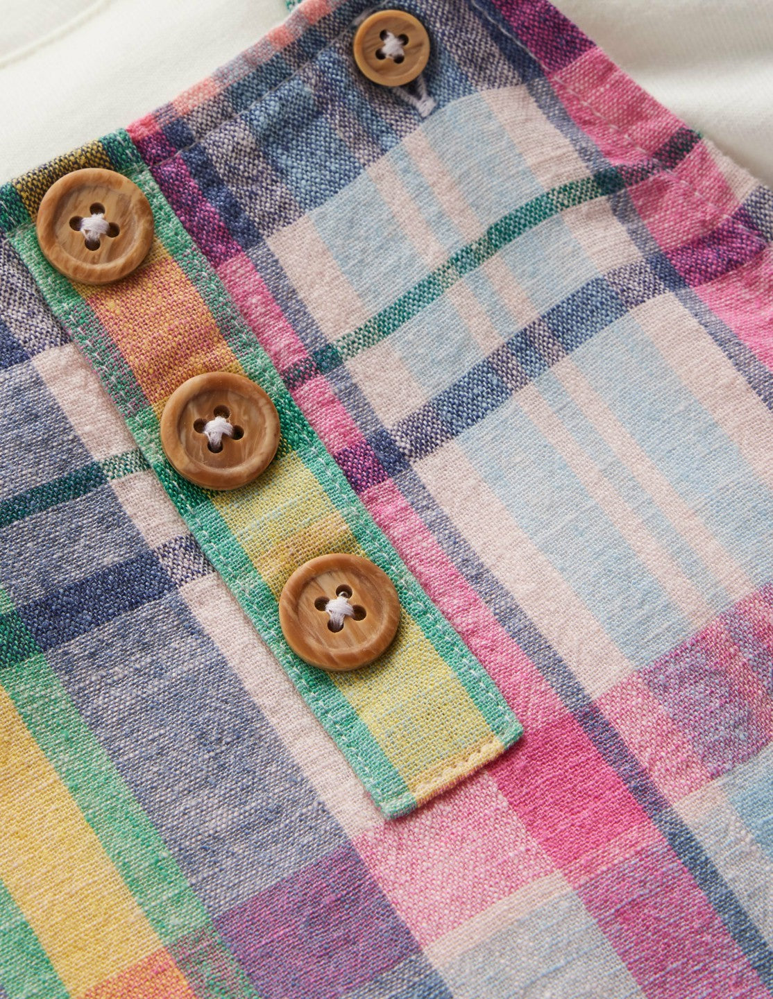 Boden Baby Short Woven Overalls Set-Madras Check