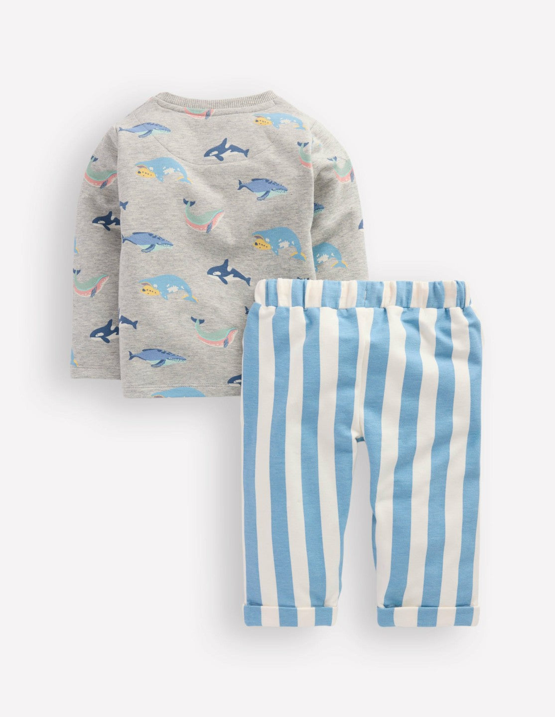 Boden Baby Striped Sweat Play Set-Blue Stripe Whales