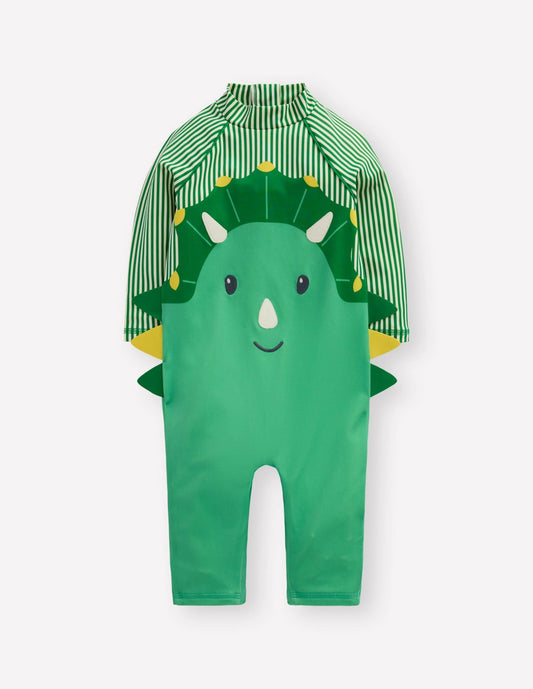 Boden Baby Logo Sun Safe Surfsuit-Aloe Green Dino