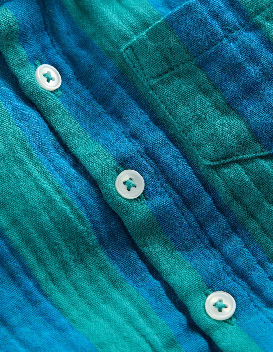 Boden Baby Woven Shirt Play Set-Blue and Green Stripe