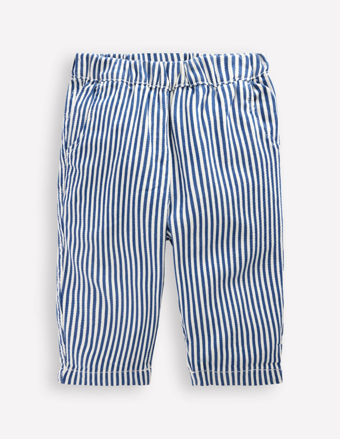 Boden Baby Cotton Pull-on Pants-Blue and Ivory Stripe