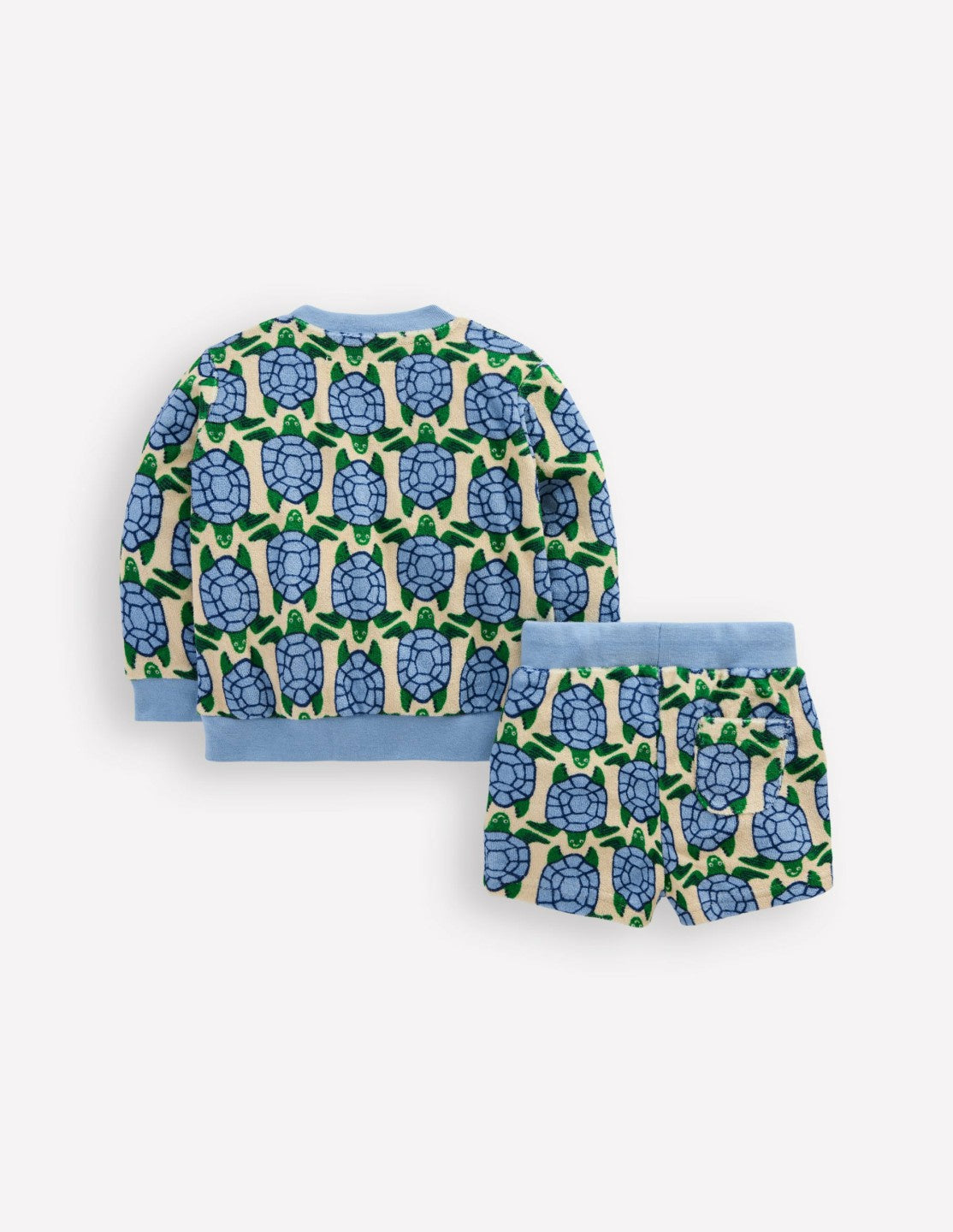 Boden Baby Printed Towelling Play Set-Blue Geo Turtles