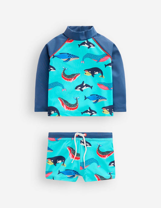 Boden Baby Rash Vest Set-Blue Whales