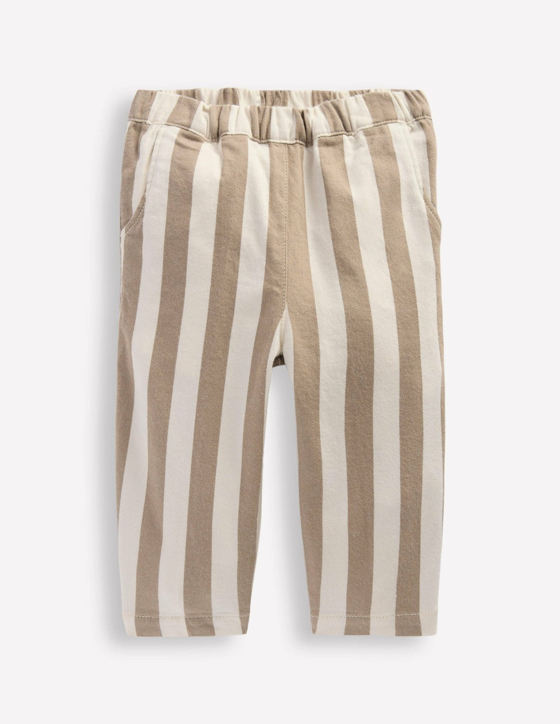 Boden Baby Cotton Pull-on Pants-Neutral Stripe