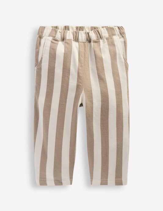 Boden Baby Cotton Pull-on Pants-Neutral Stripe