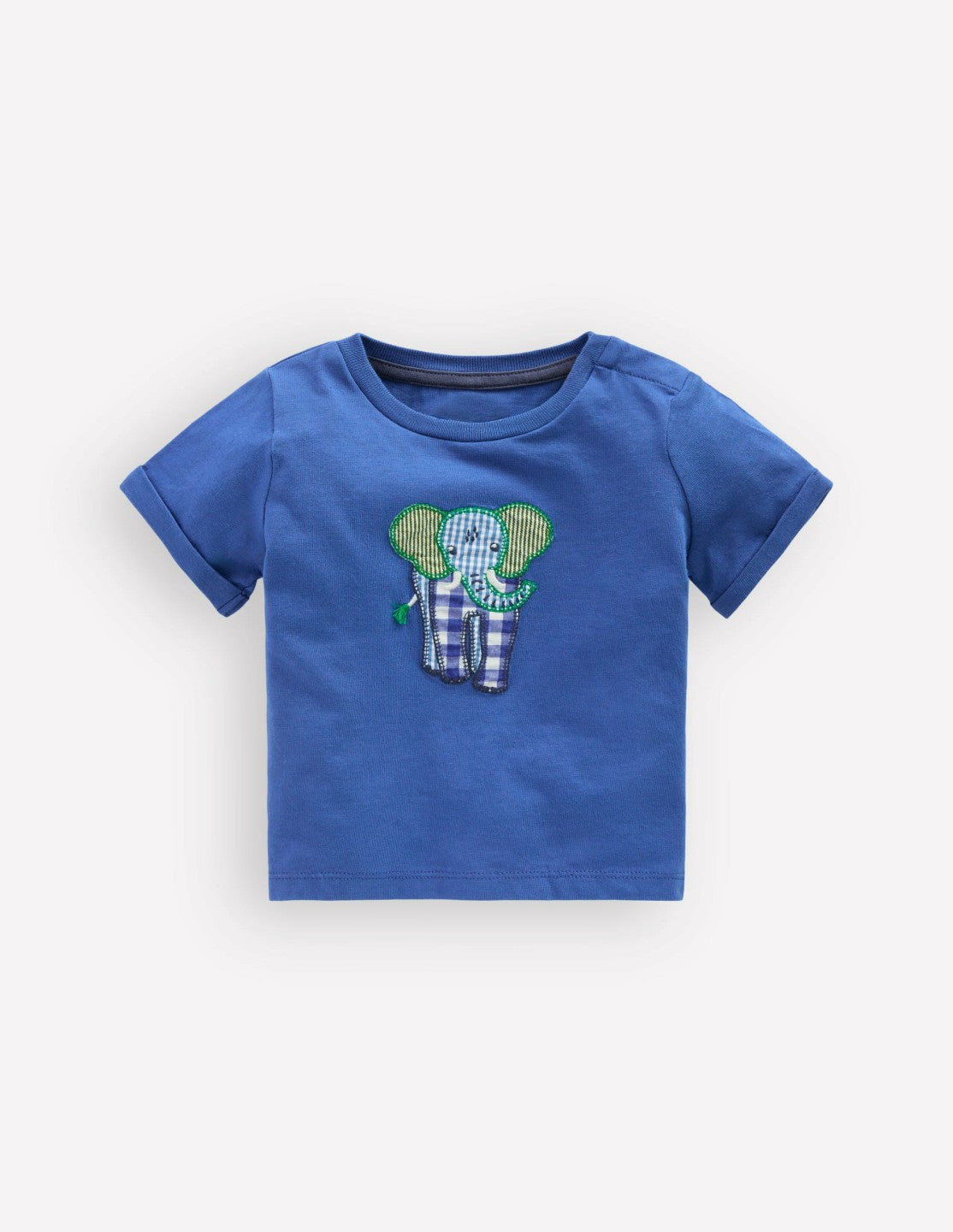 Boden Baby Short Sleeve Logo T-shirt-Blue Elephant Patchwork