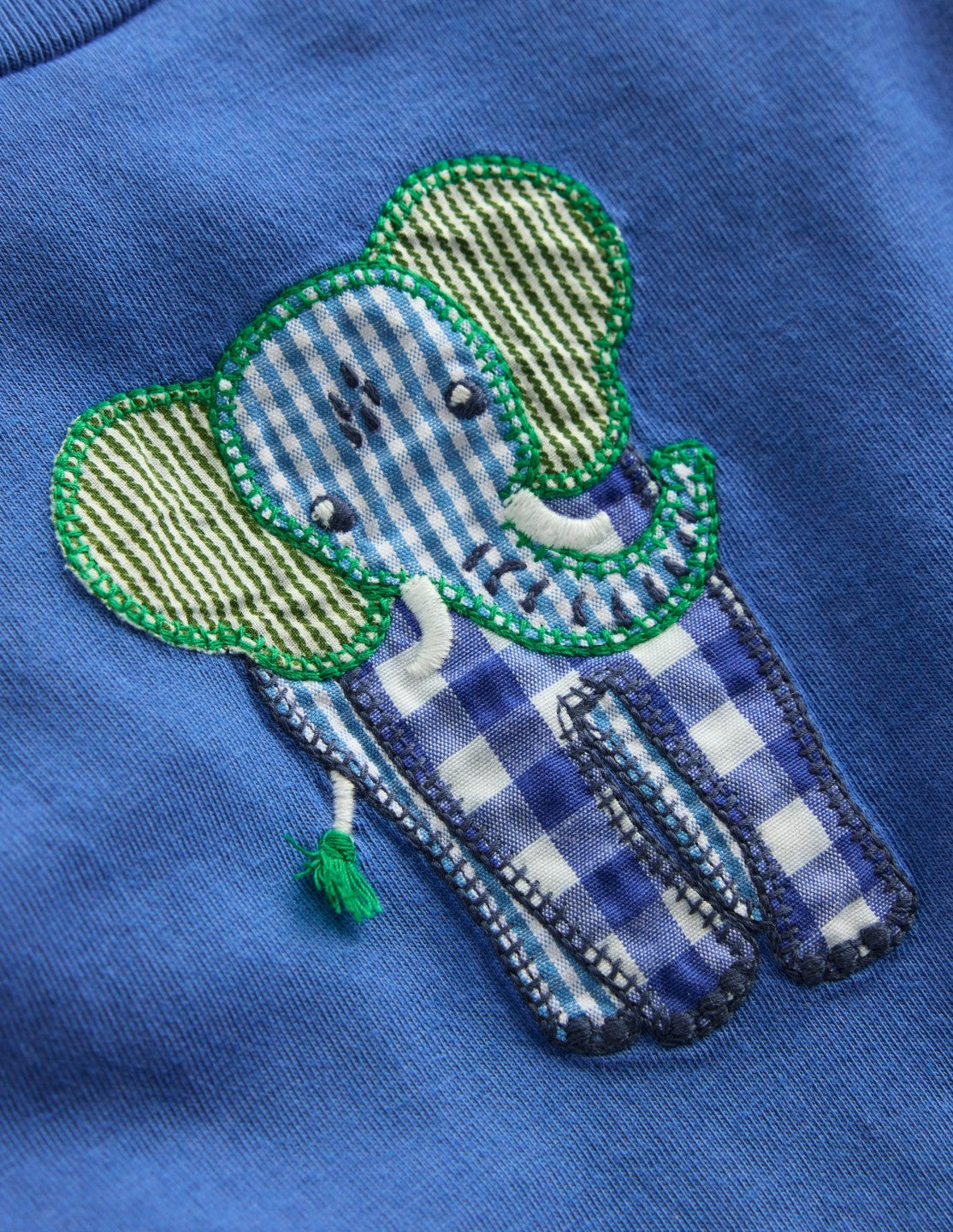 Boden Baby Short Sleeve Logo T-shirt-Blue Elephant Patchwork
