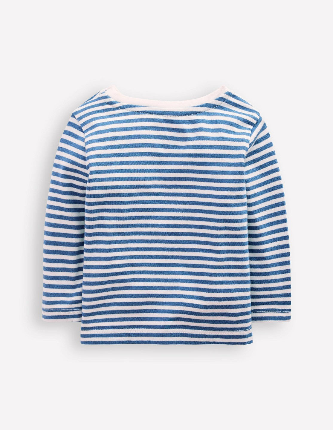 Boden Baby Long Sleeve Appliqué T-Shirt-Blue Stripe Tractors