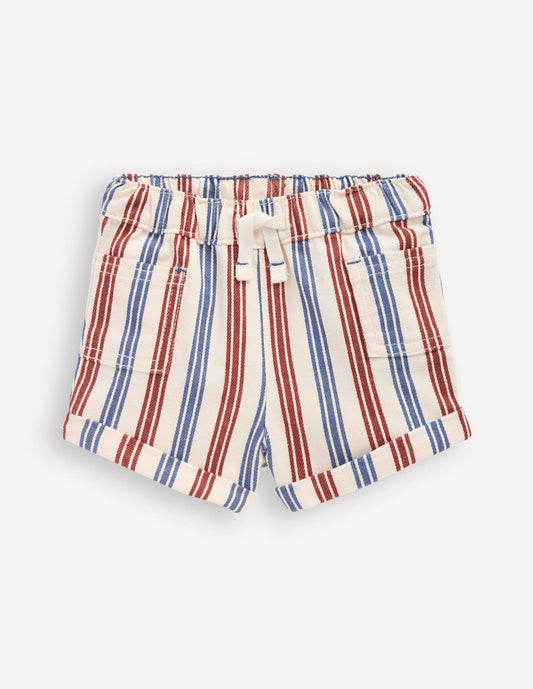 Boden Baby Boys Woven Shorts-Blue and Red Stripe