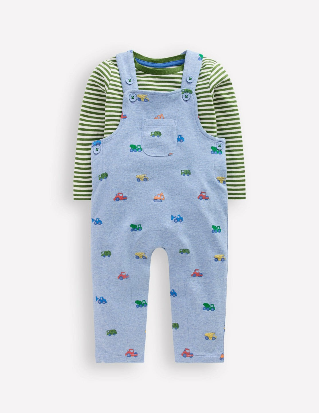 Boden Baby Jersey Overalls Set-Blue Construction
