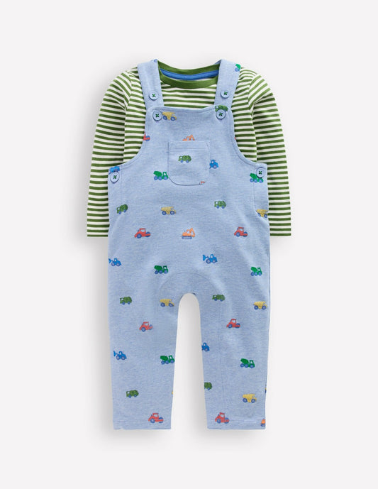 Boden Baby Jersey Overalls Set-Blue Construction