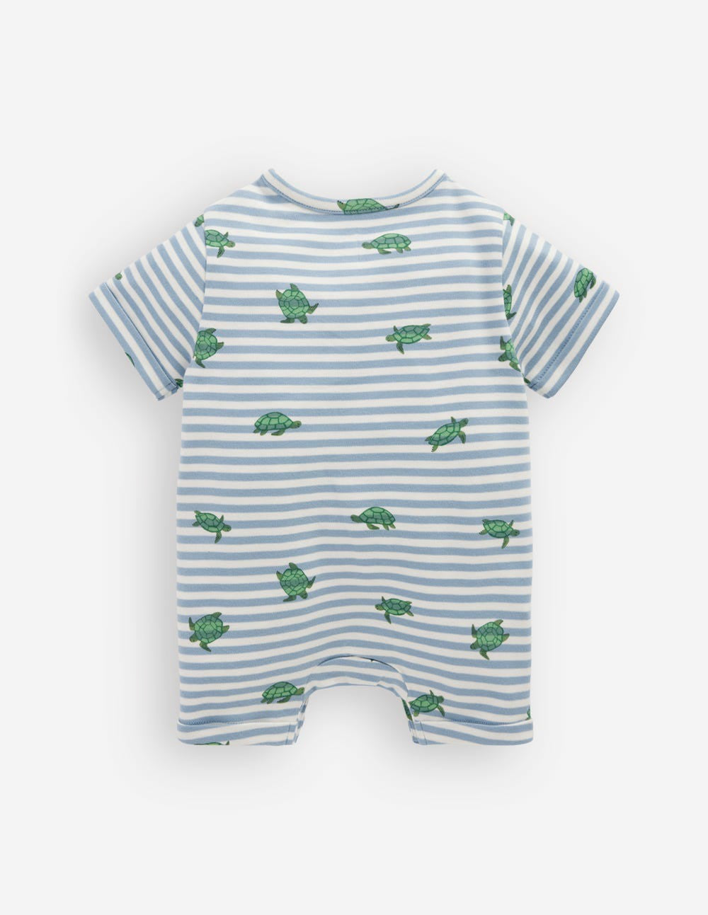 Boden Baby Short Sleeve Jersey Romper-Blue Stripe Baby Turtles