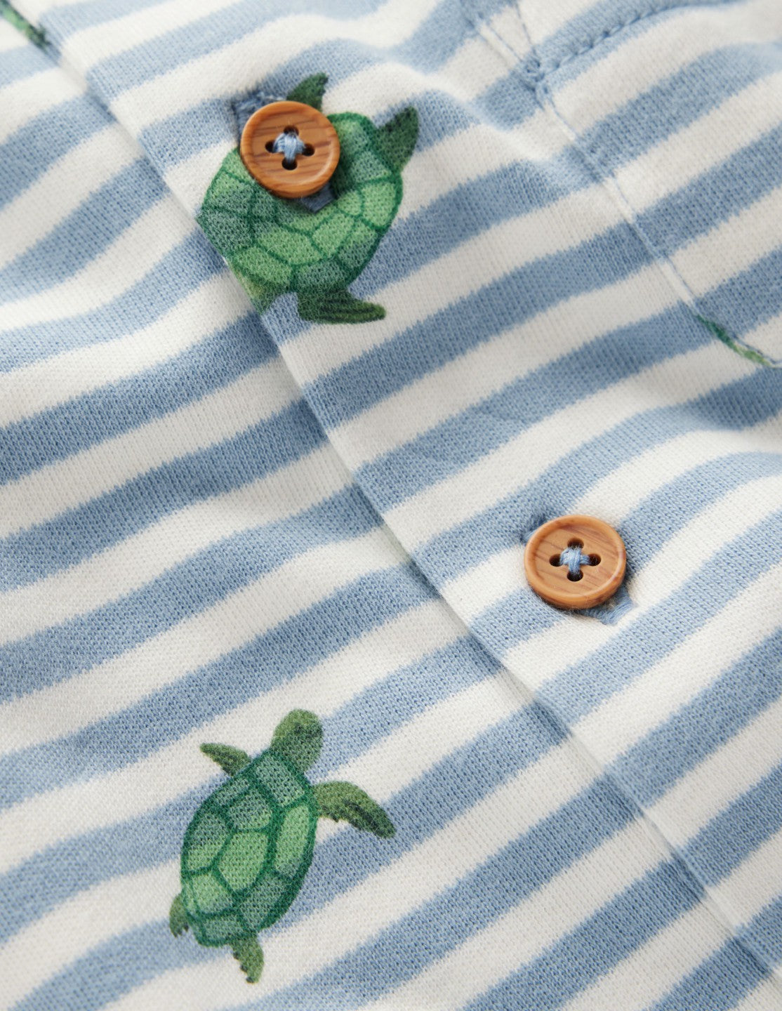 Boden Baby Short Sleeve Jersey Romper-Blue Stripe Baby Turtles
