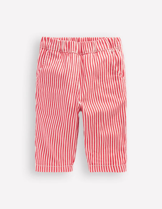 Boden Baby Cotton Pull-on Pants-Red Stripe