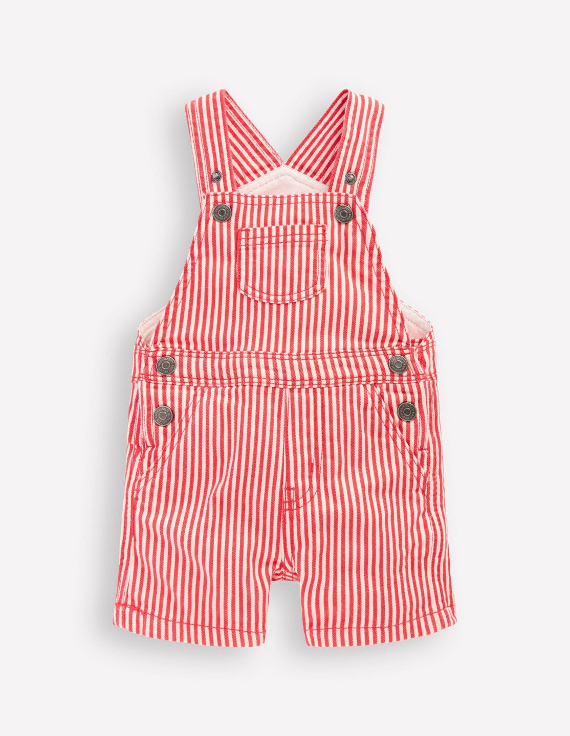 Boden Baby Short Woven Overalls-Red Stripe