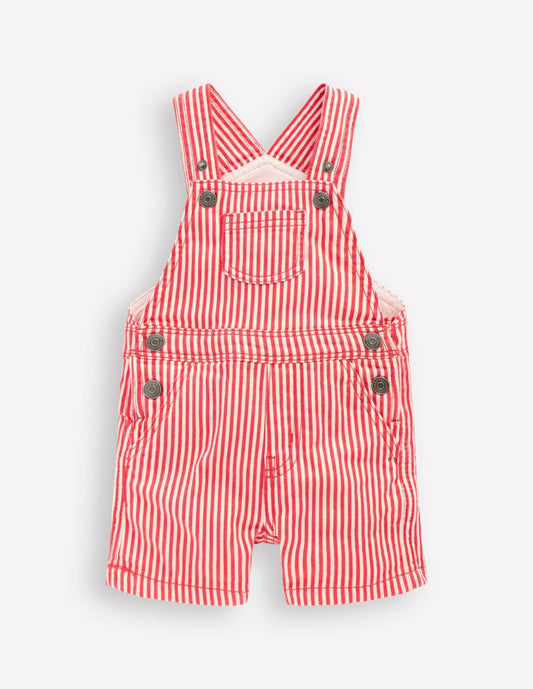 Boden Baby Short Woven Overalls-Red Stripe
