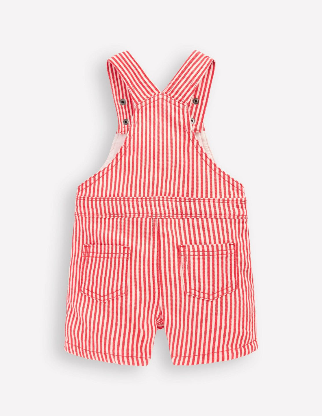 Boden Baby Short Woven Overalls-Red Stripe