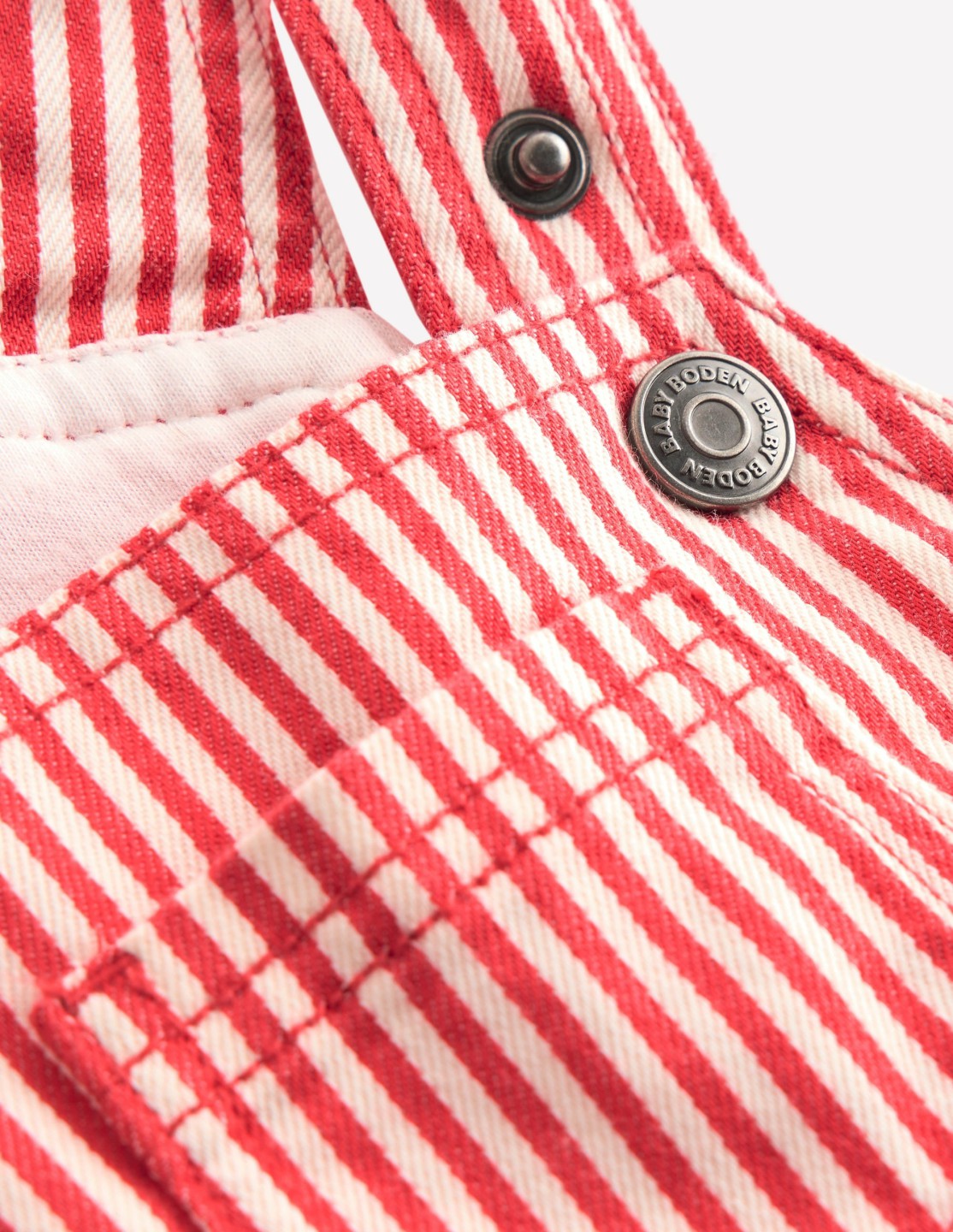Boden Baby Short Woven Overalls-Red Stripe