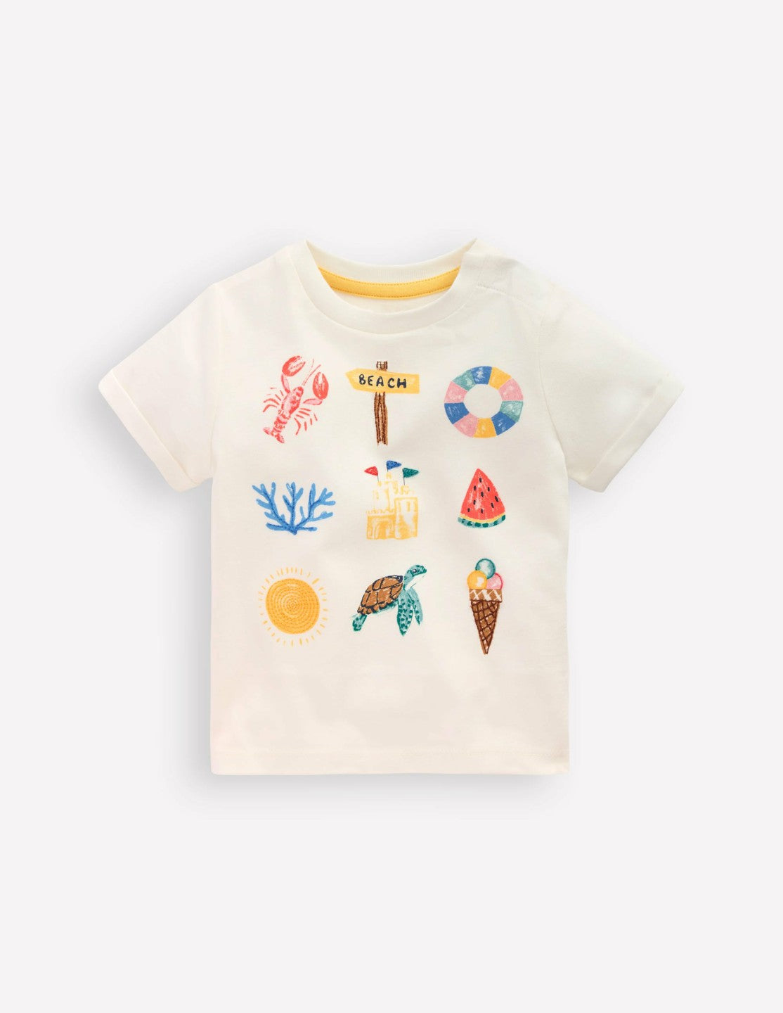 Boden Baby Short Sleeve Logo T-shirt-Ivory Summer Logo