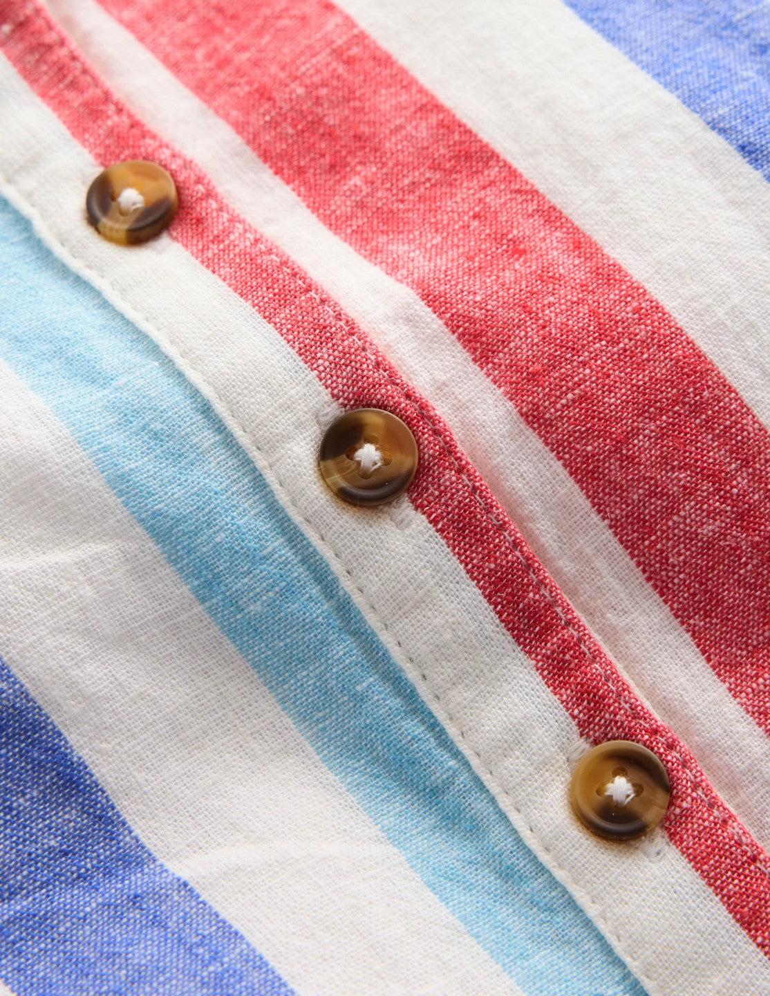 Boden Baby Button Down Romper-Red and Blue Multi Stripe