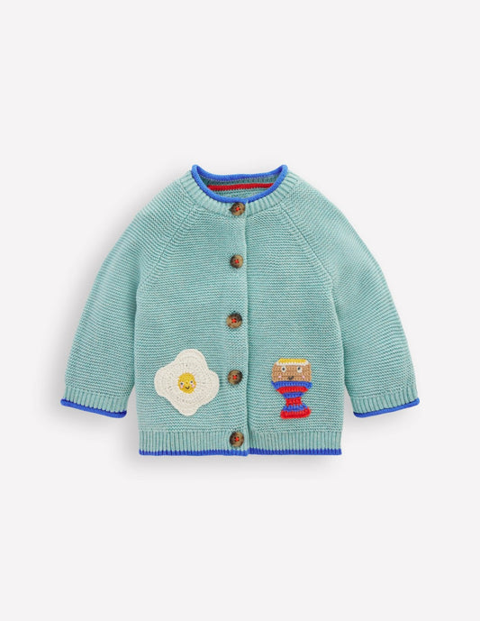 Boden Baby Cotton Logo Cardigan-Aquifer Dippy Eggs