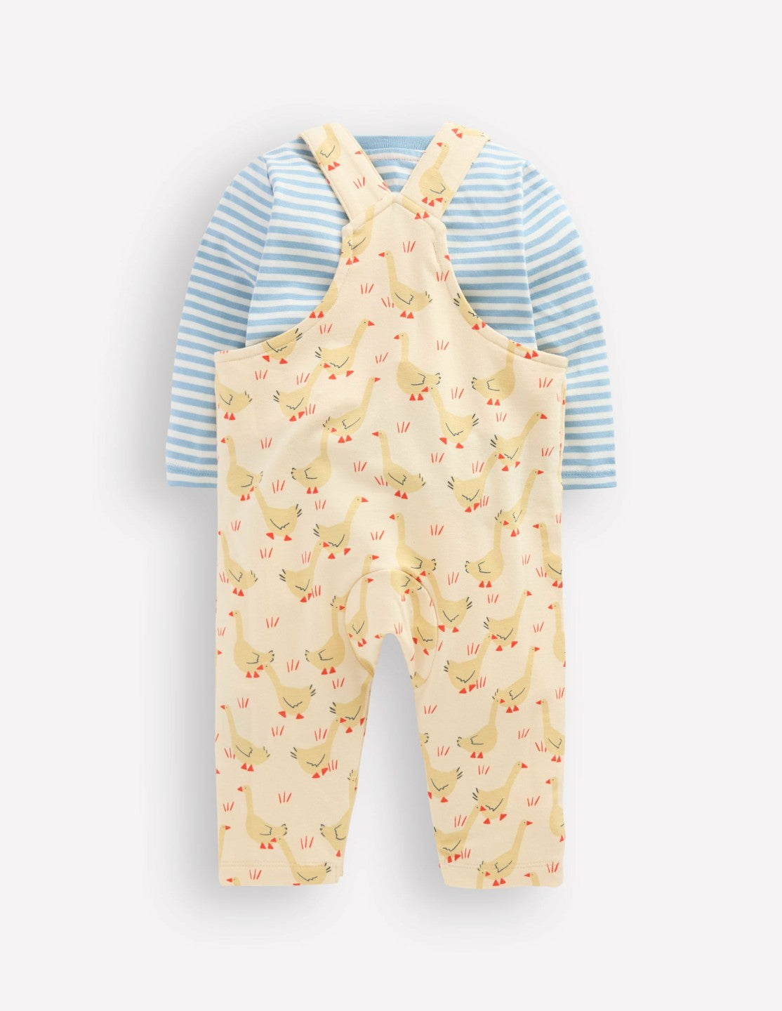 Boden Baby Jersey Overalls Set-Ecru Geese