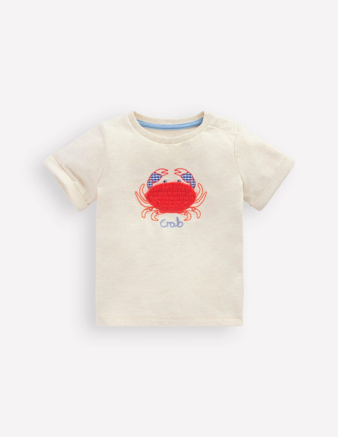 Boden Baby Short Sleeve Logo T-shirt-Ecru Crab