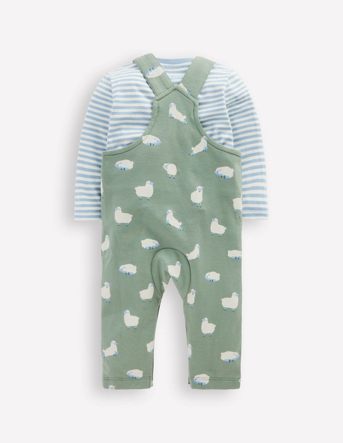 Boden Baby Jersey Overalls Set-Green Sheep