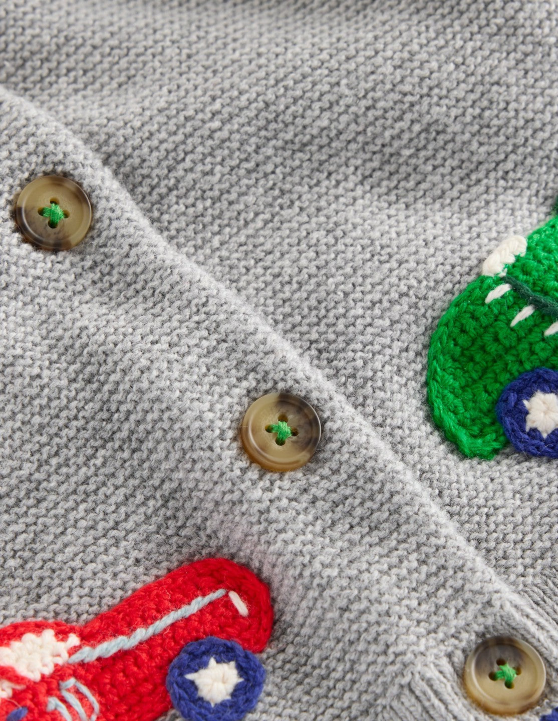 Boden Baby Novelty Logo Cardigan-Grey Marl Cars