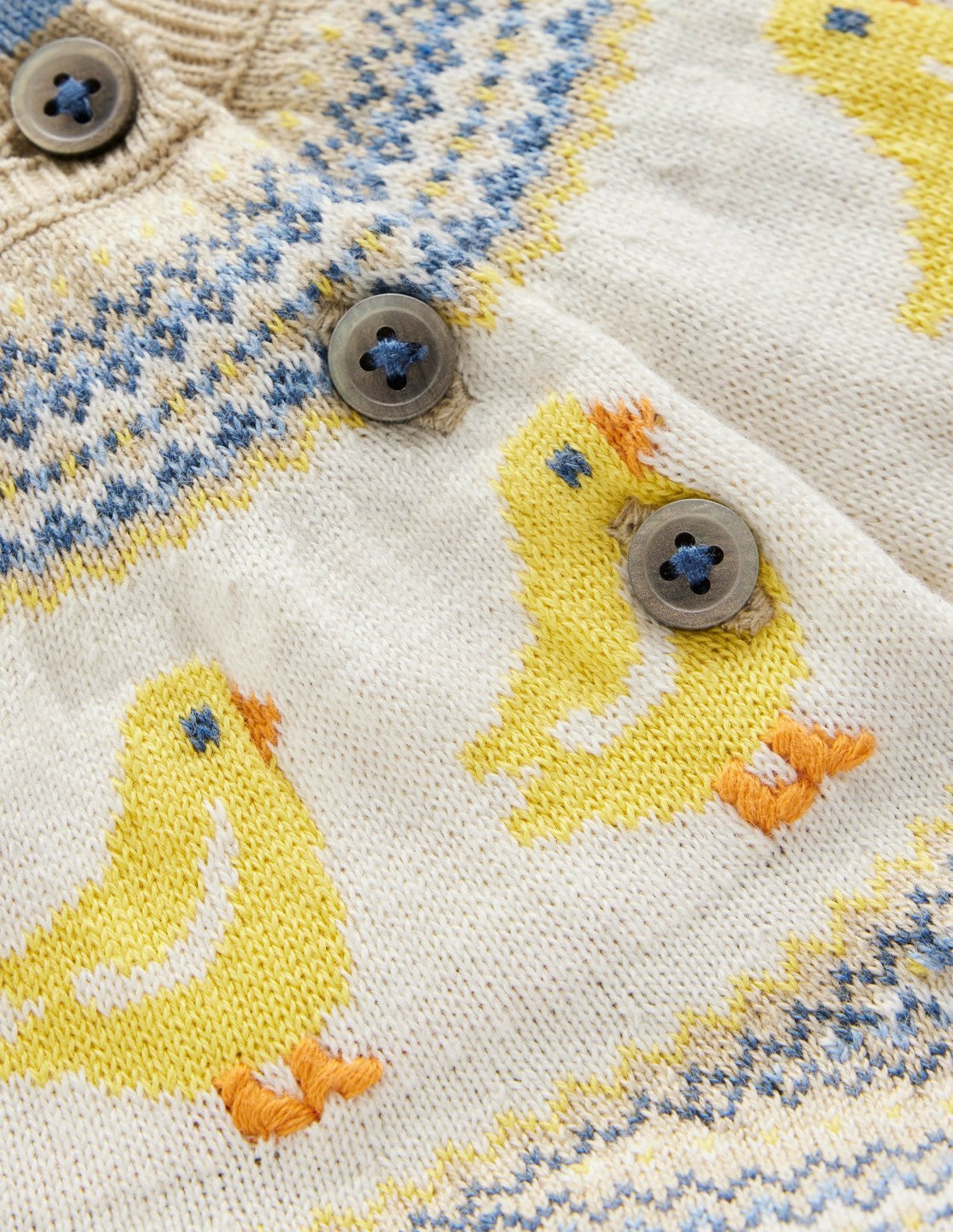Boden Baby|Sale Fair Isle Knitted Play Set-Oatmeal Marl Chicks