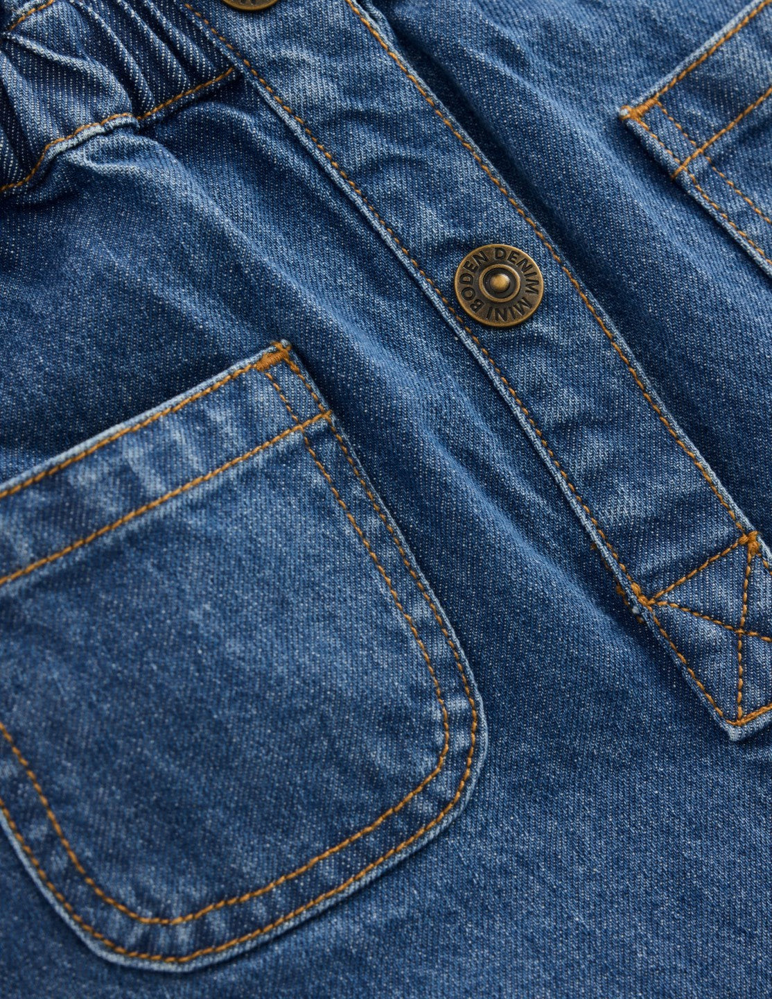 Boden Baby|Girls Embroidered Playsuit-Mid Vintage Embroidered Denim
