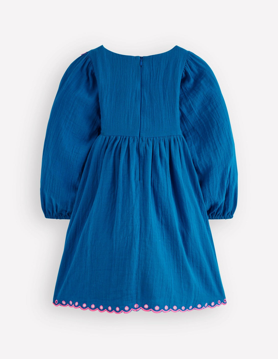 Boden Baby|Girls Embroidered Woven Dress-Kingfisher Blue