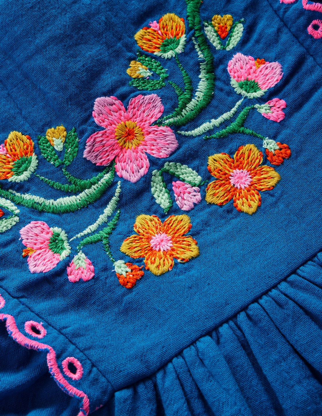 Boden Baby|Girls Embroidered Woven Dress-Kingfisher Blue