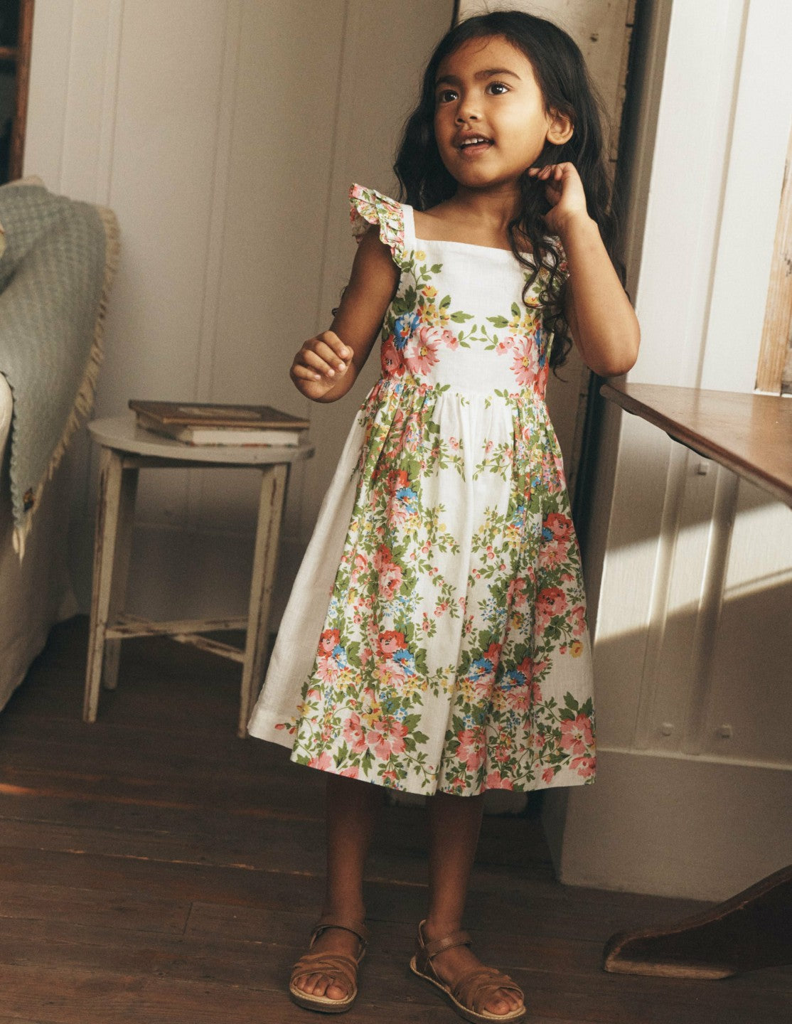 Boden Baby|Girls Annalisa Twirly Sundress-Soft Ivory Floral