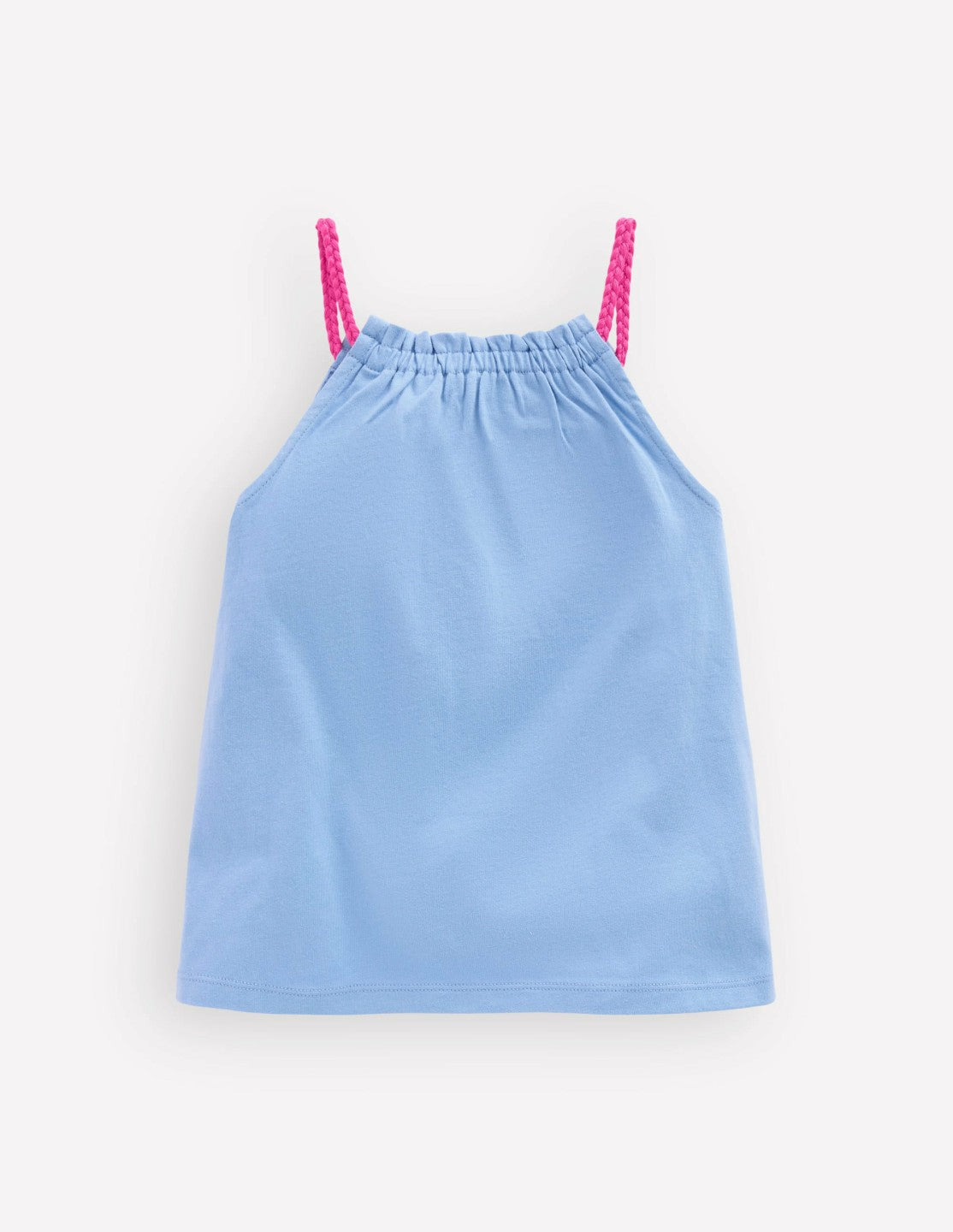 Boden Baby|Girls Plaited Strap Embroidered Tank-Forget Me Not Blue
