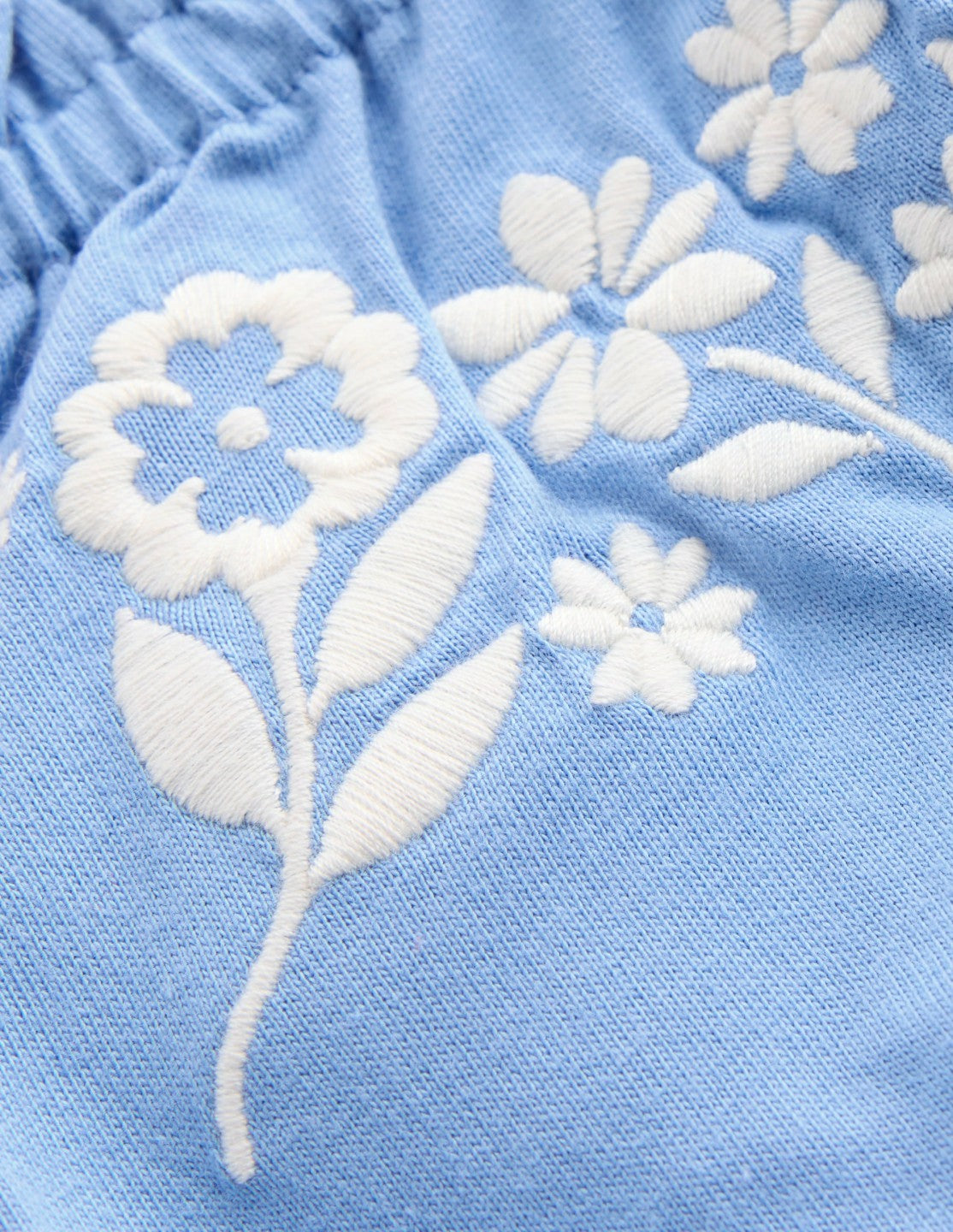 Boden Baby|Girls Plaited Strap Embroidered Tank-Forget Me Not Blue