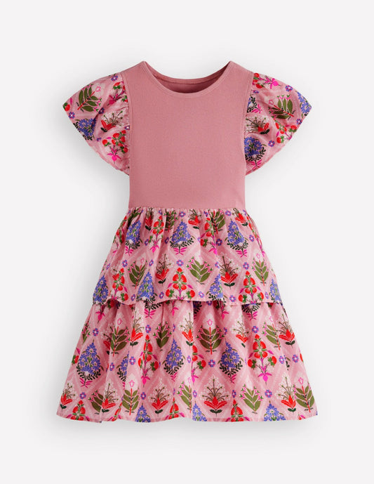 Boden Baby|Girls Woven Mix Twirly Dress-Multi Diamond Floral