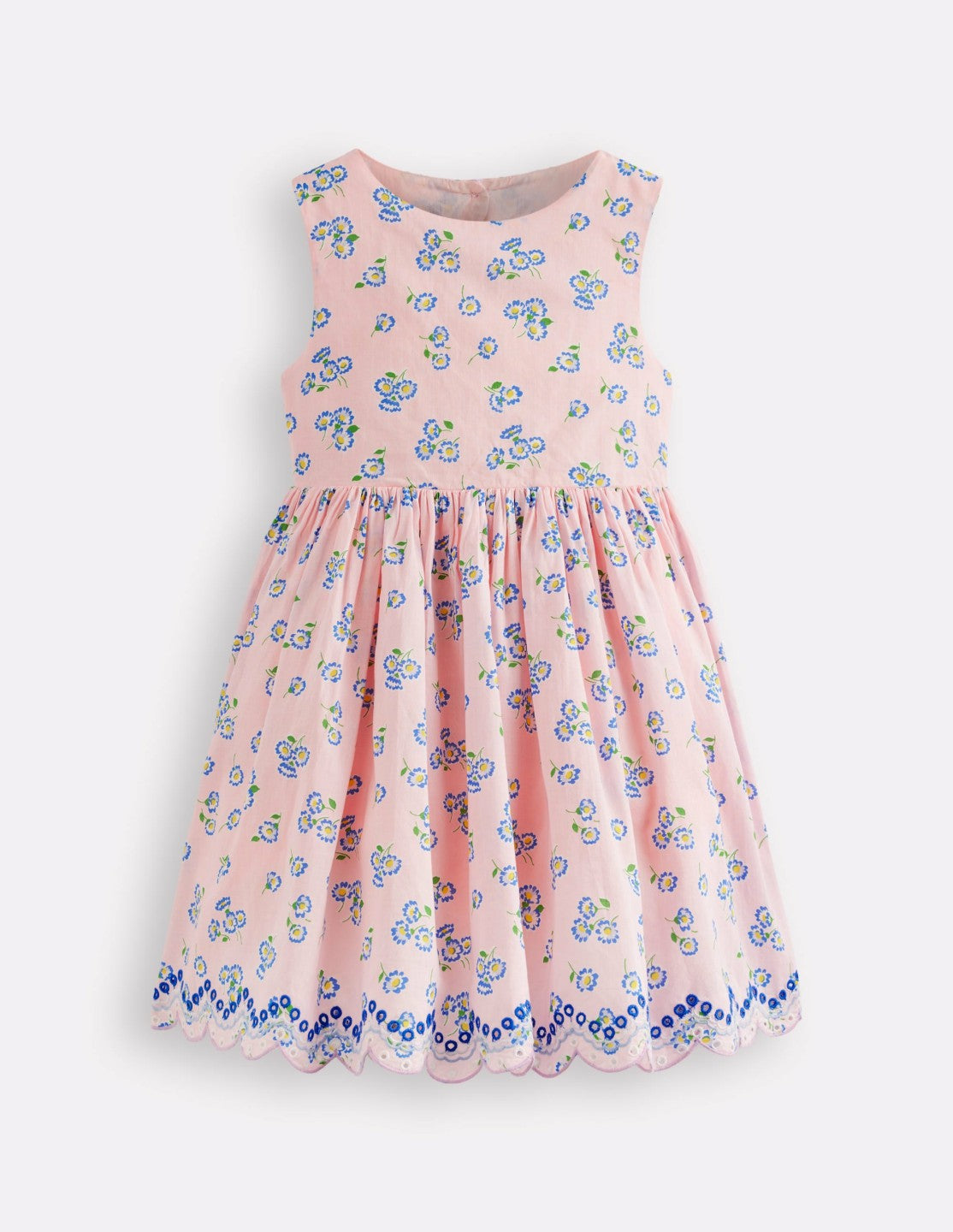 Boden Baby|Girls Broderie Back Detail Dress-Chalk Pink Ditsy