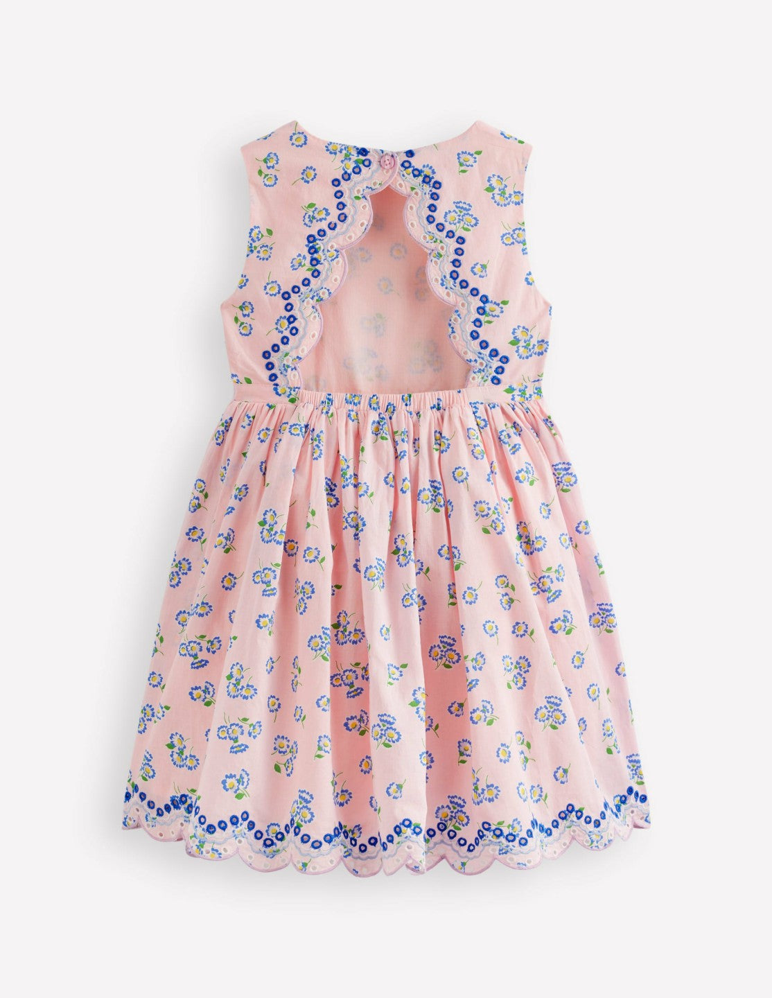 Boden Baby|Girls Broderie Back Detail Dress-Chalk Pink Ditsy