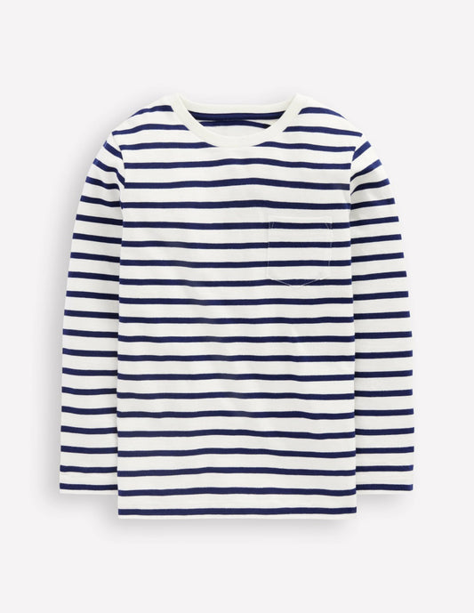 Boden Baby|Boys Everyday Long Sleeve T-Shirt-Soft Ivory/ College Navy
