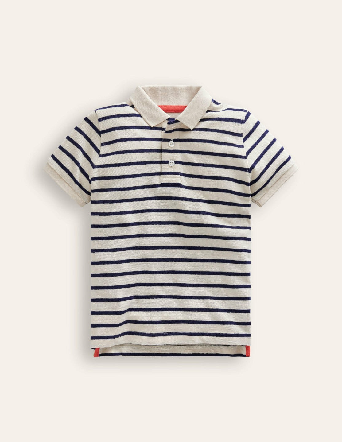 Boden Baby|Boys Piqué Polo Shirt-Ivory/College Navy