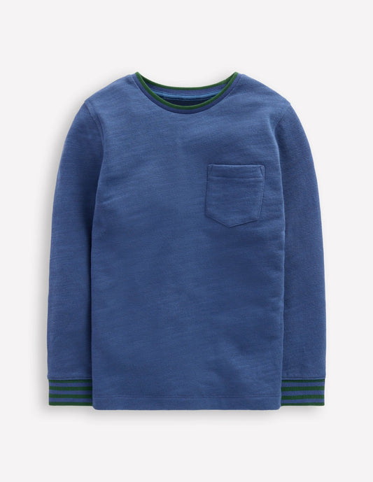 Boden Baby|Sale|Boys Cosy Mid-weight T-shirt-Denim Blue/ Emerald Night
