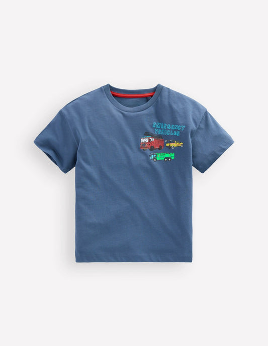 Boden Baby|Sale|Boys Front & Back Graphic T-shirt-Vintage Indigo Truck