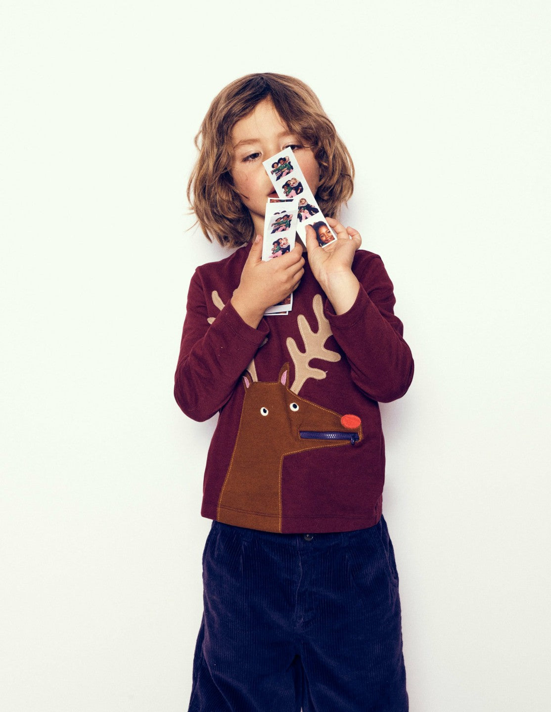 Boden Baby|Sale Zip Detail Appliqué T-shirt-Port Reindeer