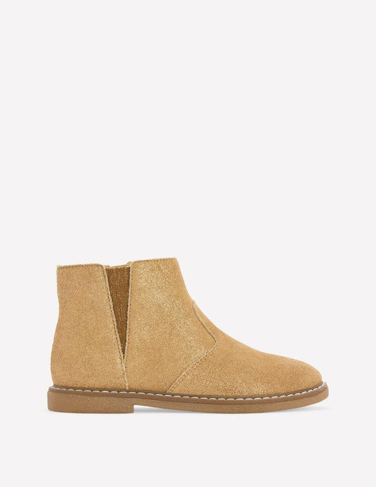 Boden Girls Suede Ankle Boots-Gold