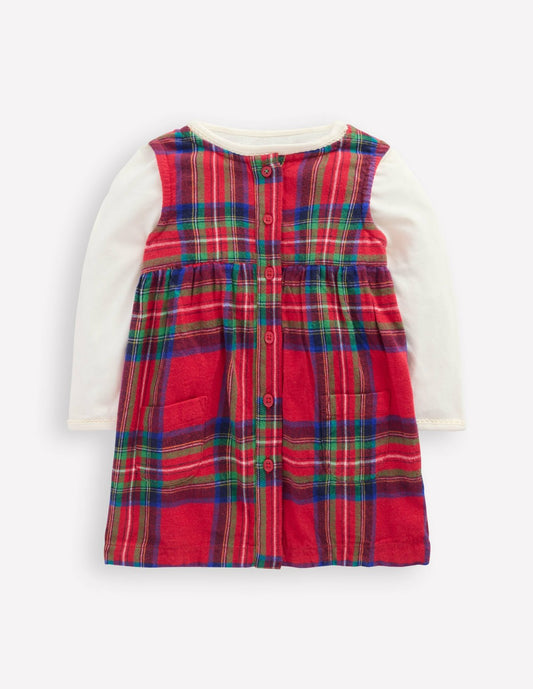 Boden Baby|Sale Woven Pinny Dress Set-Red Check